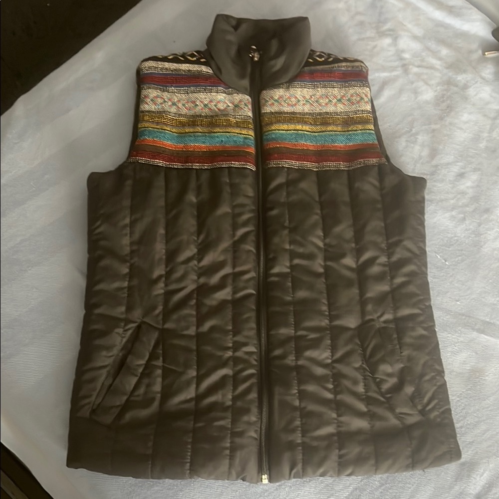 Tribal Patterned Black Quilted Vest